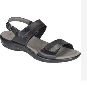 SAS Narrow Black Nudu Midnight Sandals Leather Two Tone